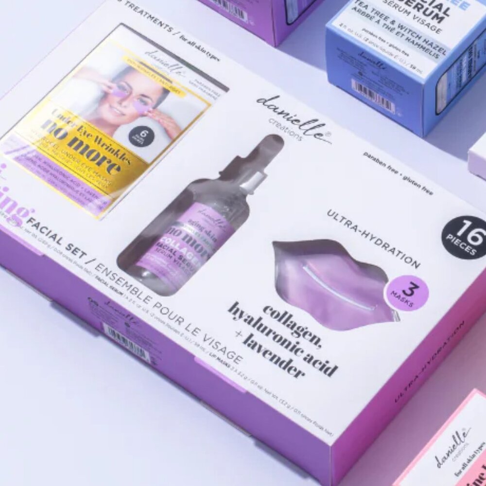 DANIELLE CREATIONS ANTI-AGING FACIAL SET COLLAGEN, HYALURONIC ACID + LAVENDER